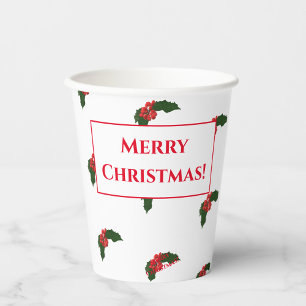 Gobelets En Papier Christmas Holly Theme