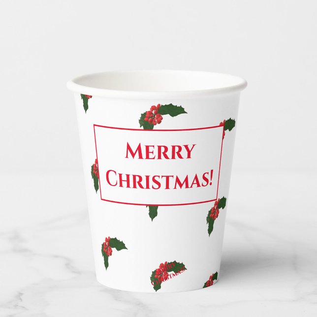 Gobelets En Papier Christmas Holly Theme (Créateur téléchargé)