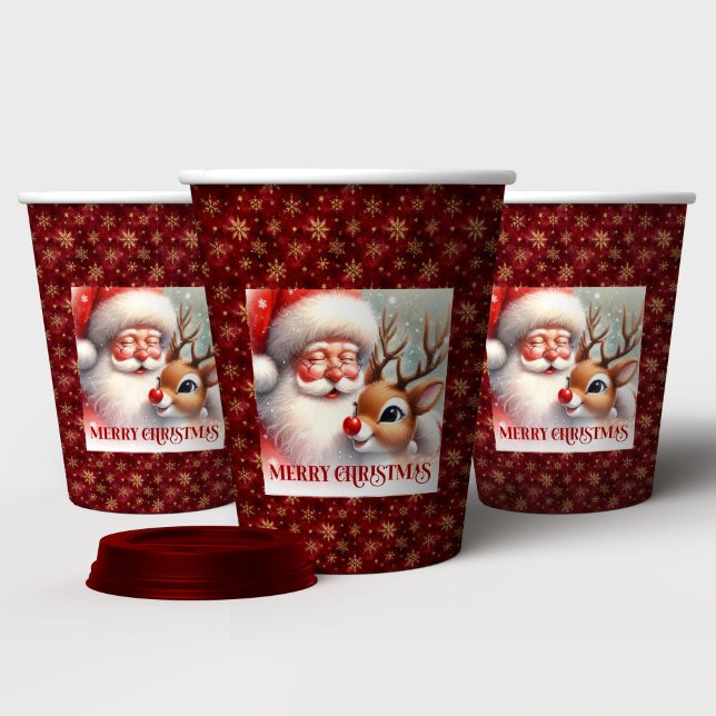 Gobelets En Papier Christmas Party Cups for Kids Santa Rudolph Design (Christmas Party Cups for Kids Santa Rudolph Design)
