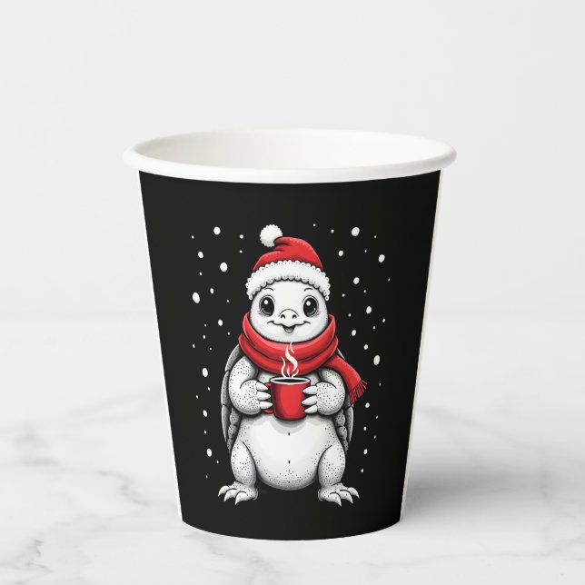 Gobelets En Papier Christmas Turtle with Santa Hat Coffee Lover Funny (Recto)