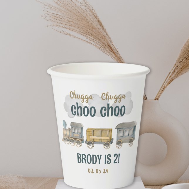 Gobelets En Papier Chugga Chugga Deux Deux 2e Anniversaire (Créateur téléchargé)