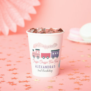 Gobelets En Papier Chugga Chugga Deux Train Rose Girl 2e Anniversaire