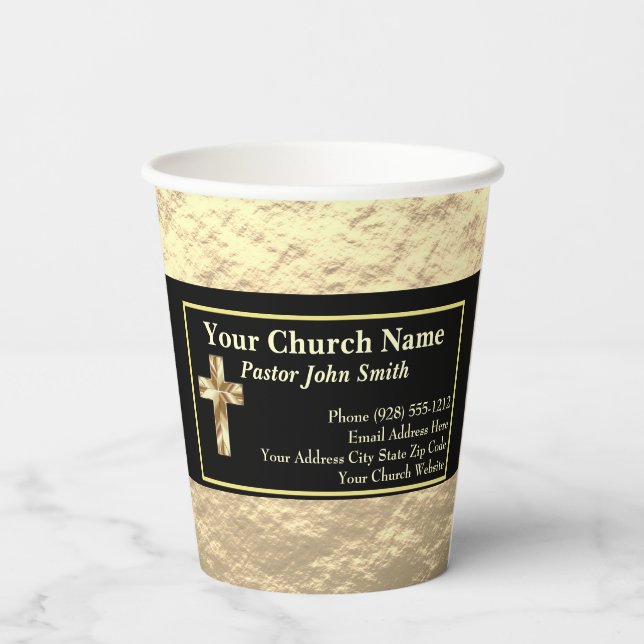 Gobelets En Papier Church Pastor Gold And Black Classy (Verso)