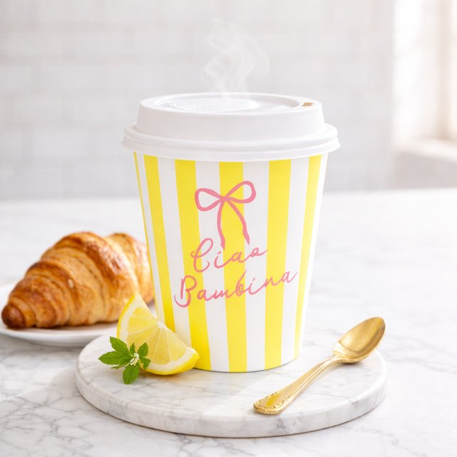 Gobelets En Papier Ciao Bambina Yellow Stripe Lemon Baby Shower (Ciao-Bambina-Yellow-Stripe-Lemon-Baby-Shower-Paper-Cups)