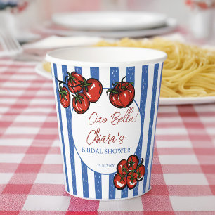 Gobelets En Papier Ciao bella tomates rayures enterrement de vie de j