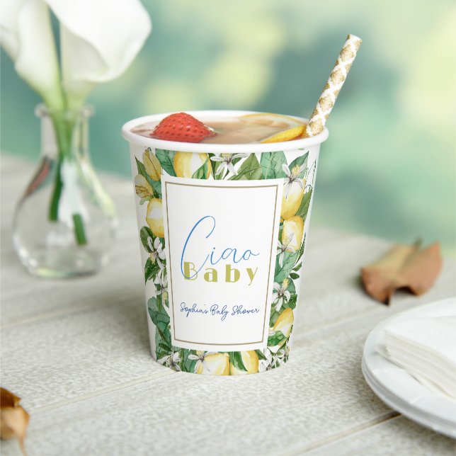 Gobelets En Papier Ciao Citrus Citron Baby shower (Insitu)