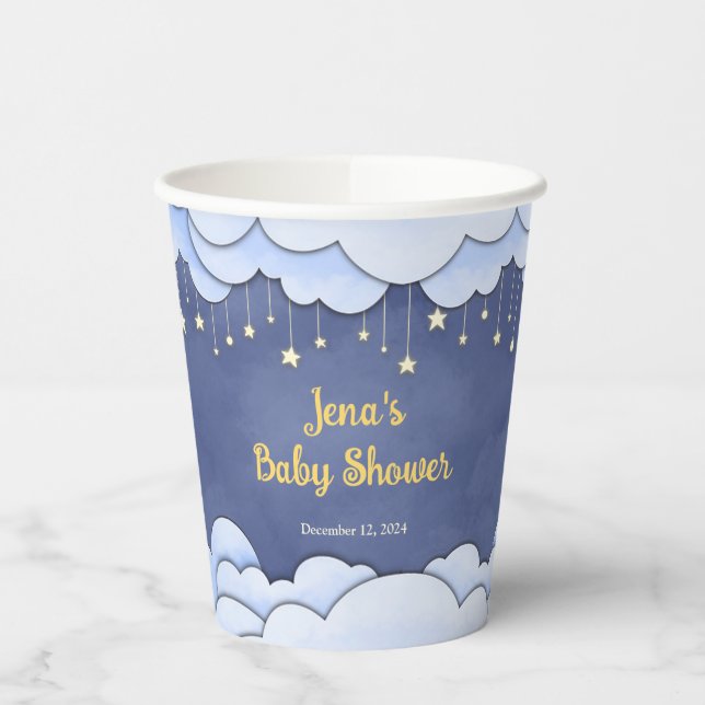 Gobelets En Papier Ciel bleu avec étoiles suspendues - (Gauche)