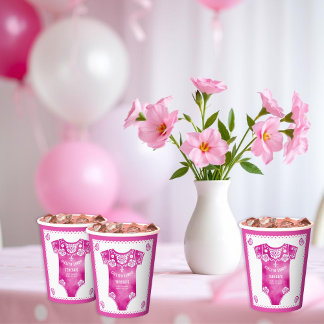 Gobelets En Papier Cielito Lindo carrosserie rose fille baby shower