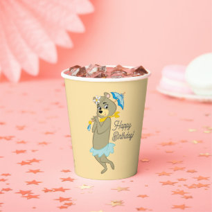 Gobelets En Papier Cindy Bear tenant le parasol