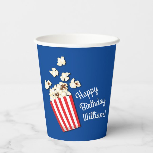 Gobelets En Papier Cinéma Popcorn fête d'anniversaire (Verso)