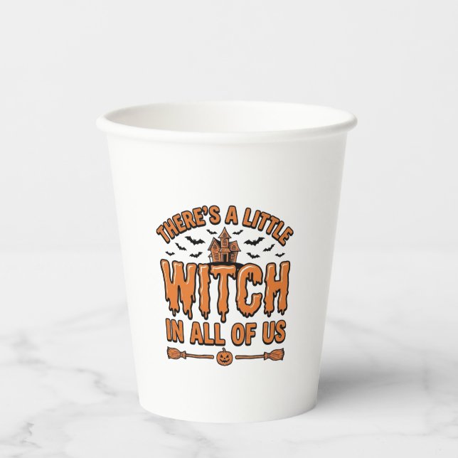 Gobelets En Papier Citation de sorcière d'Halloween Design vectoriel  (Recto)