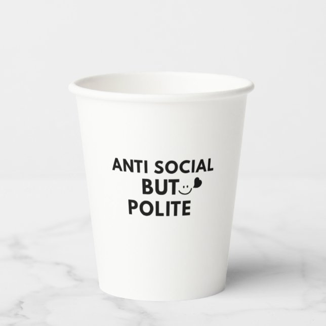 Gobelets En Papier Citation drôle d'introverti antisocial mais poli  (Recto)