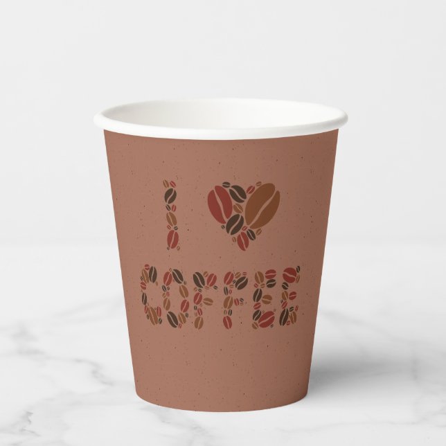Gobelets En Papier Citation J'aime le café (Recto)