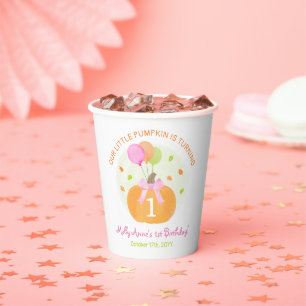 Gobelets En Papier Citrouille 1er premier anniversaire fille mignonne