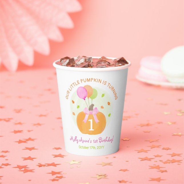 Gobelets En Papier Citrouille 1er premier anniversaire fille mignonne (Insitu)
