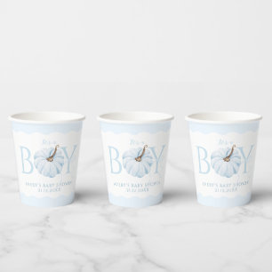 Gobelets En Papier Citrouille bleu C'est un garçon Baby shower d'auto