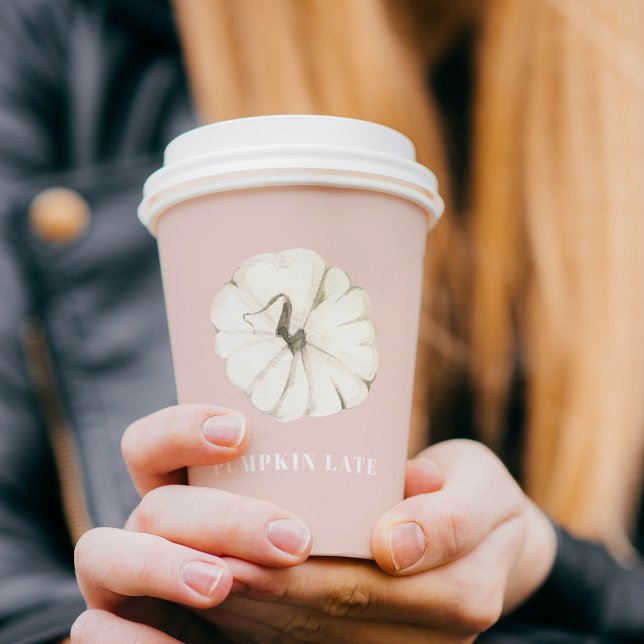 Gobelets En Papier Citrouille citrouille d'aquarelle épice| blanc et  (Créateur téléchargé)