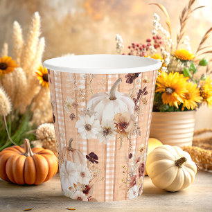 Gobelets En Papier Citrouille d'automne Boho Floral Baby shower Papie