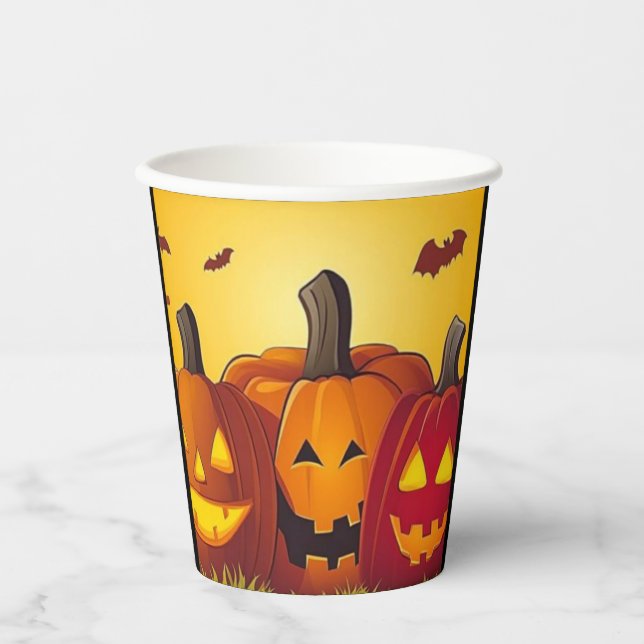 Gobelets En Papier citrouille d'Halloween (Recto)