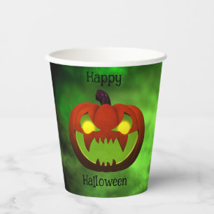 Gobelets En Papier Citrouille d'Halloween éffrayant