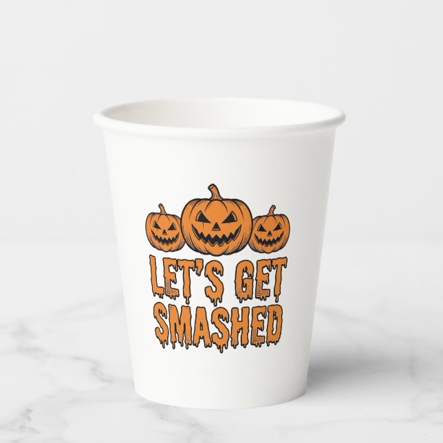 Gobelets En Papier Citrouille Drôle d'Halloween Faisons-nous Écraser (Recto)