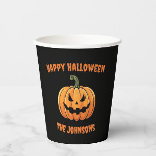 Gobelets En Papier Citrouille Éffrayant personnalisé Halloween heureu