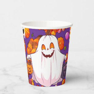 Gobelets En Papier Citrouille Ghost Motif Cute Halloween