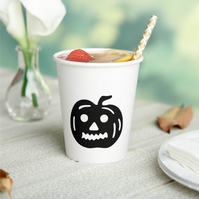 Gobelets En Papier Citrouille Halloween noire et blanche (Insitu)
