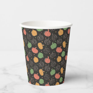 Gobelets En Papier Citrouille Halloween orange vert noir motif