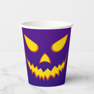 Gobelets En Papier Citrouille Jack-o'-lantern de la face d'Halloween 