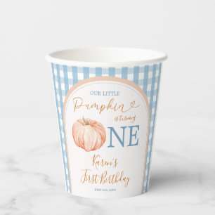 Gobelets En Papier Citrouille orange Boho Bleu En vichy 1er anniversa
