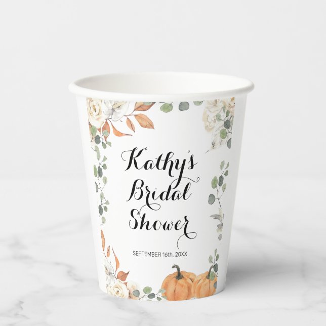 Gobelets En Papier Citrouille rustique Chute d'amour Boho Floral Cups (Recto)