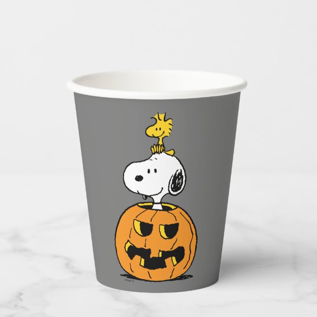 Gobelets En Papier Citrouille Snoopy & Woodstock (Recto)