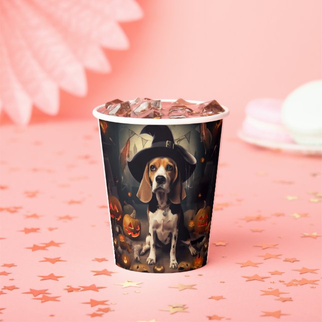 Gobelets En Papier Citrouilles Beagle Halloween Épouvantables (Insitu)