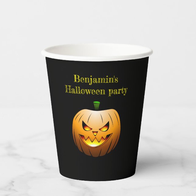 Gobelets En Papier Citrouilles d'Halloween (Recto)
