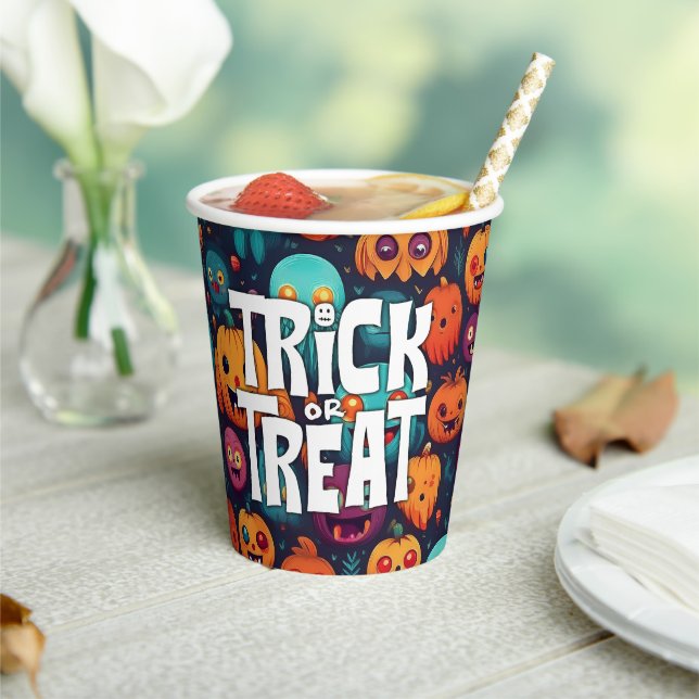 Gobelets En Papier Citrouilles d'Halloween et monstres (Insitu)