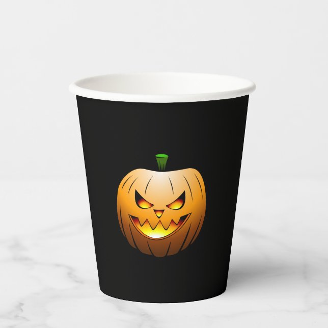 Gobelets En Papier Citrouilles d'Halloween la nuit (Recto)