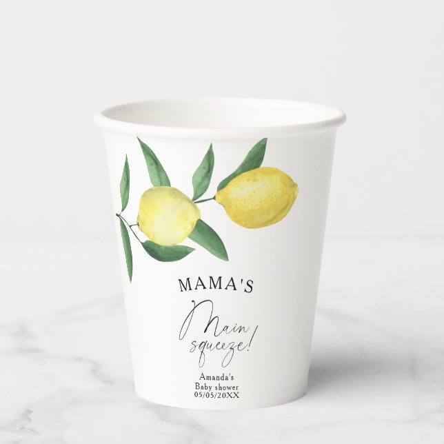 Gobelets En Papier Citrus Lemon - Le baby shower principal de Mama (Recto)