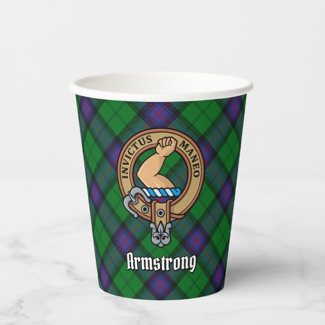 Gobelets En Papier Clan Armstrong Crest sur Tartan Paper Cups (Recto)