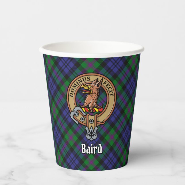 Gobelets En Papier Clan Baird Crest sur Tartan (Recto)