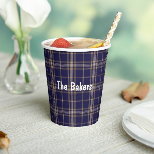 Gobelets En Papier Clan Baker Plaid Tasses De Papier Personnalisées (Insitu)