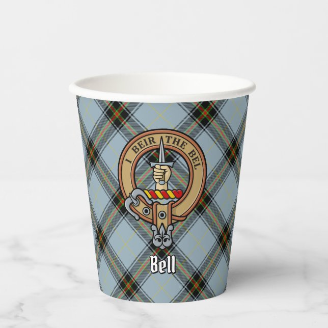 Gobelets En Papier Clan Bell Crest sur Tartan (Recto)