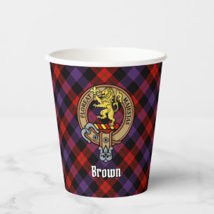 Gobelets En Papier Clan Brown Crest sur Tartan
