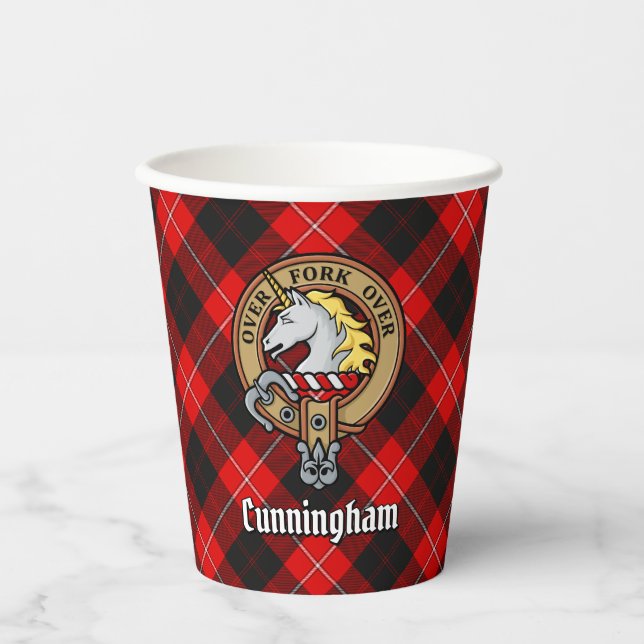 Gobelets En Papier Clan Cunningham Crest sur Tartan (Recto)