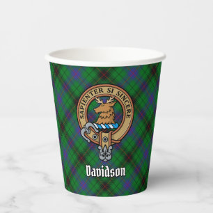Gobelets En Papier Clan Davidson Crest sur Tartan