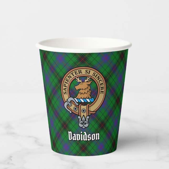 Gobelets En Papier Clan Davidson Crest sur Tartan (Recto)