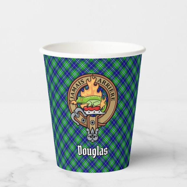 Gobelets En Papier Clan Douglas Crest sur Tartan (Recto)