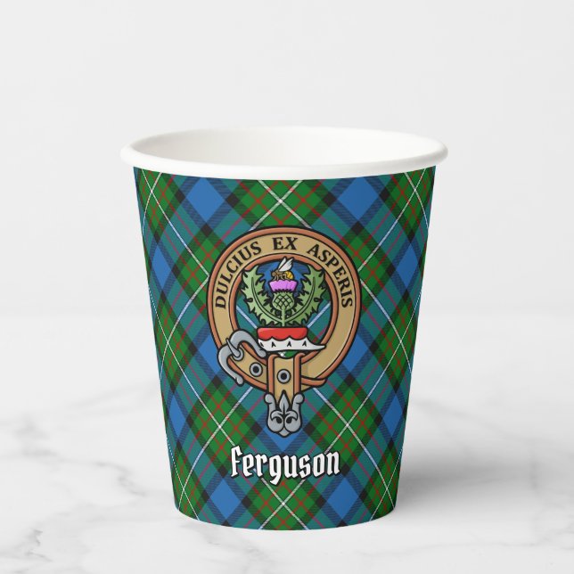 Gobelets En Papier Clan Ferguson Crest sur Tartan Paper Cups (Recto)