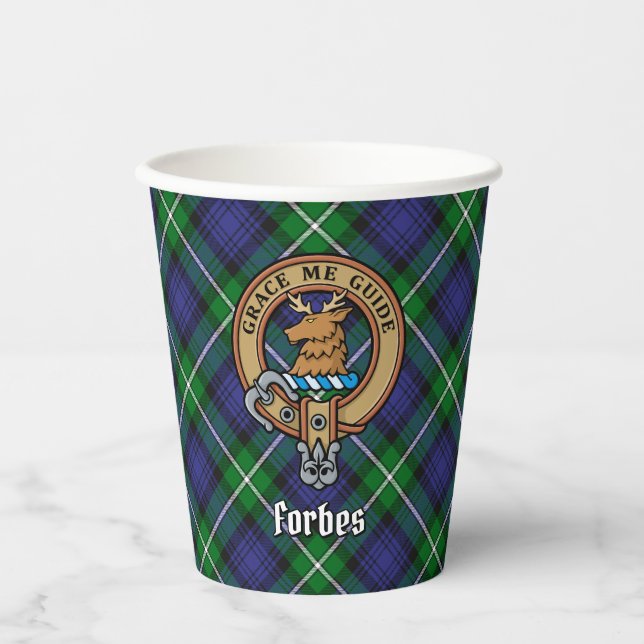 Gobelets En Papier Clan Forbes Crest sur Tartan (Recto)