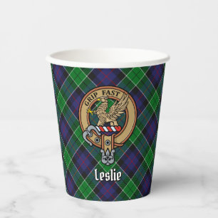 Gobelets En Papier Clan Leslie Crest sur la chasse Tartan